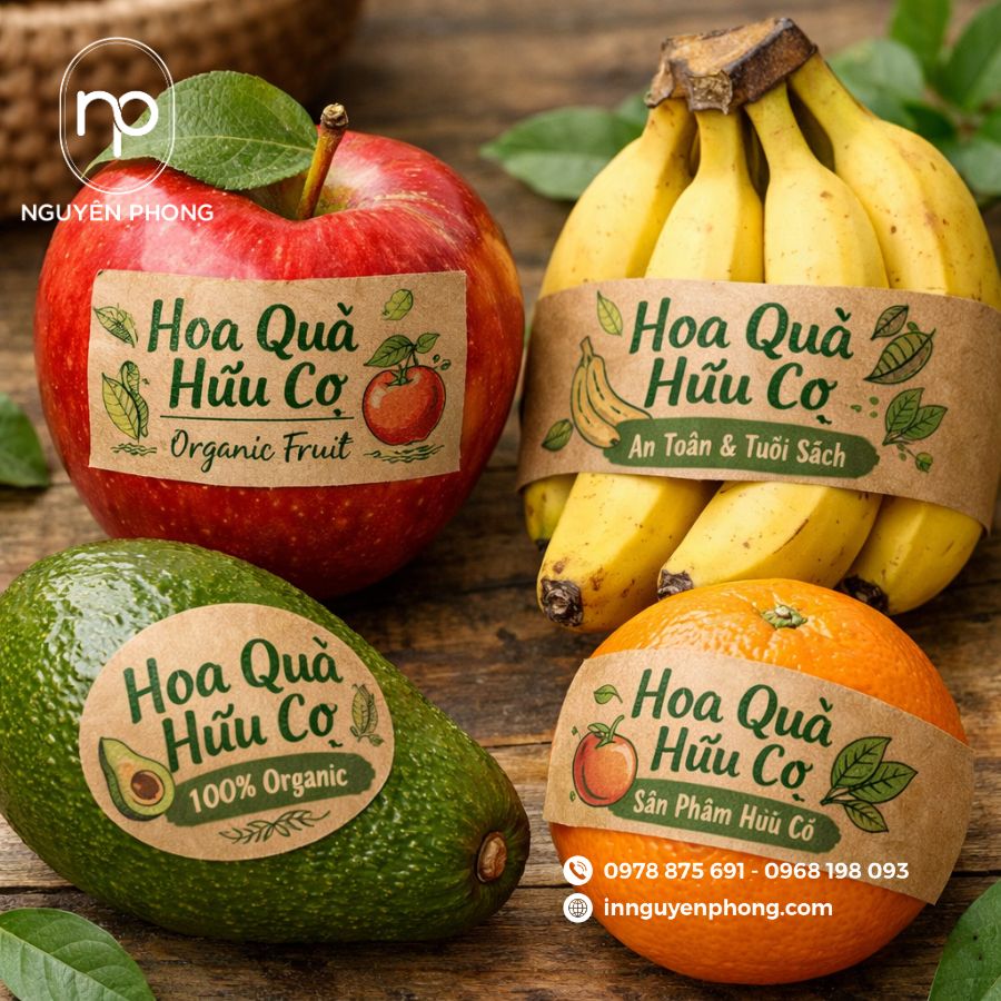 In tem nhãn dán trái cây hoa quả